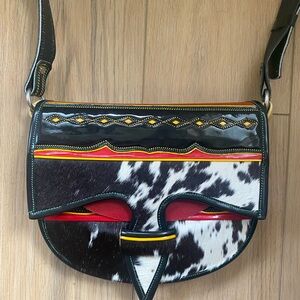 Colombian Jericho Leather Fur Crossbody Saddlebag